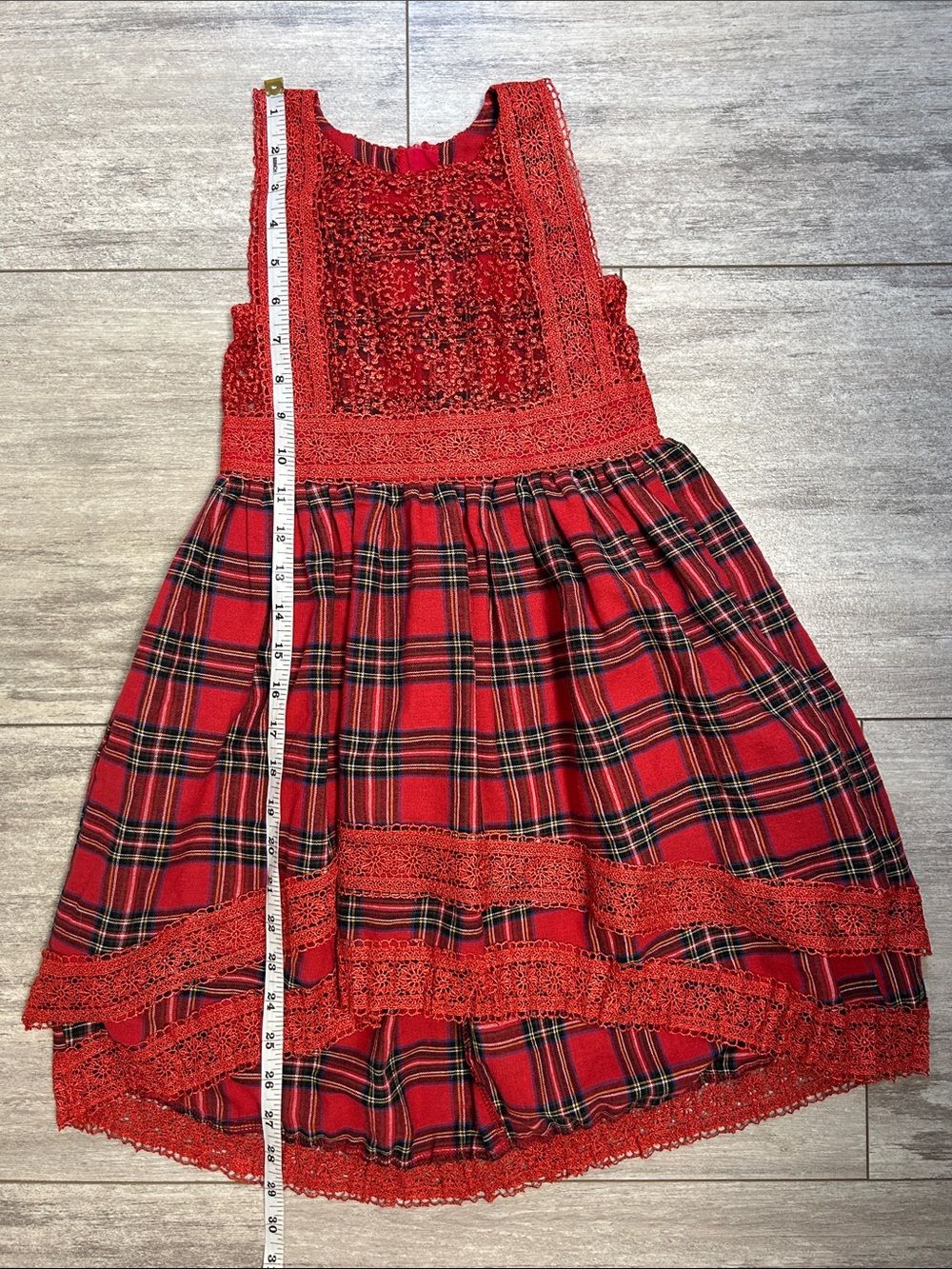 Trish Scully Christmas Plaid High Low Dress Girls 5 - Picture 8 of 10